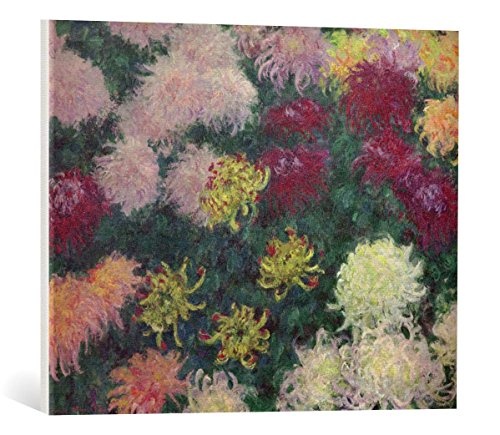 kunst für alle Leinwandbild: Claude Monet Massif de chrysanthèmes - hochwertiger Druck, Leinwand auf Keilrahmen, Bild fertig zum Aufhängen, 65x50 cm