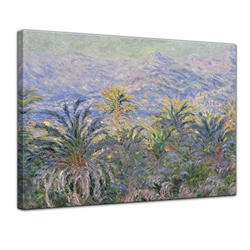 Keilrahmenbild Claude Monet Palmen in Bordighera - 120x90cm quer - Alte Meister Berühmte Gemälde Leinwandbild Kunstdruck Bild auf Leinwand