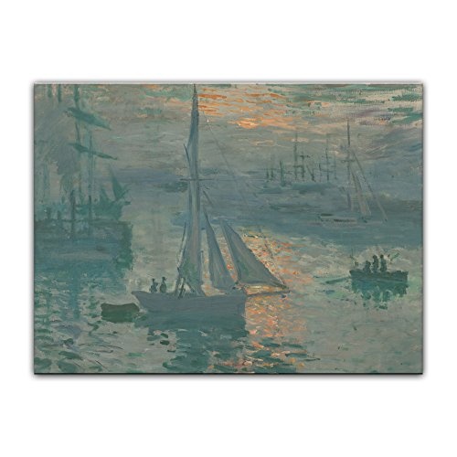 Keilrahmenbild Claude Monet Sonnenaufgang (Marine) - 120x90cm quer - Alte Meister Berühmte Gemälde Leinwandbild Kunstdruck Bild auf Leinwand