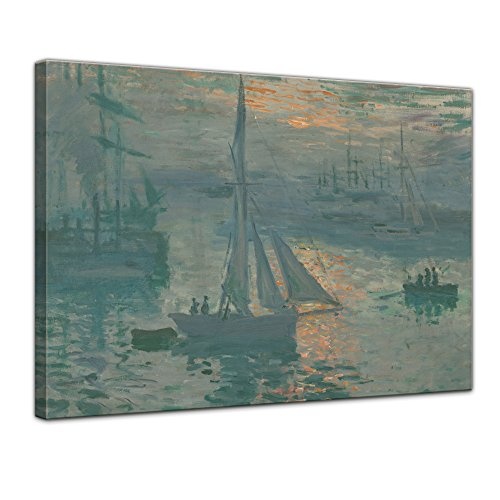 Keilrahmenbild Claude Monet Sonnenaufgang (Marine) - 120x90cm quer - Alte Meister Berühmte Gemälde Leinwandbild Kunstdruck Bild auf Leinwand