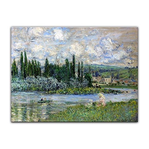 Keilrahmenbild Claude Monet Ansicht von Vétheuil sur Seine - 120x90cm quer - Alte Meister Berühmte Gemälde Leinwandbild Kunstdruck Bild auf Leinwand