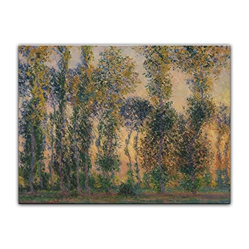 Keilrahmenbild Claude Monet Pappeln bei Giverny, Sonnenaufgang - 120x90cm quer - Alte Meister Berühmte Gemälde Leinwandbild Kunstdruck Bild auf Leinwand