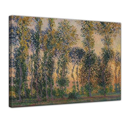 Keilrahmenbild Claude Monet Pappeln bei Giverny, Sonnenaufgang - 120x90cm quer - Alte Meister Berühmte Gemälde Leinwandbild Kunstdruck Bild auf Leinwand