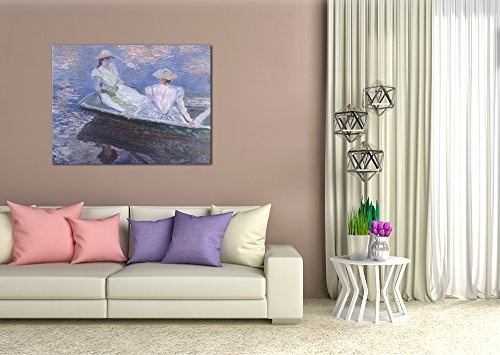 Keilrahmenbild Claude Monet Junge Mädchen in einem Boot - 120x90cm quer - Alte Meister Berühmte Gemälde Leinwandbild Kunstdruck Bild auf Leinwand