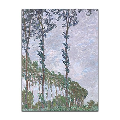 Keilrahmenbild Claude Monet Pappel, Wind - 120x90_HKcm Leinwandbild Alte Meister Gemälde Kunstdruck Bild auf Leinwand