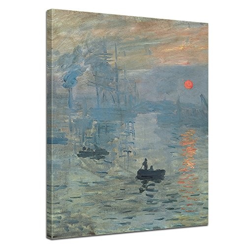 Keilrahmenbild Claude Monet Impression Sonnenaufgang - 90x120cm hochkant - Alte Meister Berühmte Gemälde Leinwandbild Kunstdruck Bild auf Leinwand