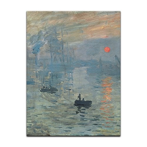 Keilrahmenbild Claude Monet Impression Sonnenaufgang - 90x120cm hochkant - Alte Meister Berühmte Gemälde Leinwandbild Kunstdruck Bild auf Leinwand