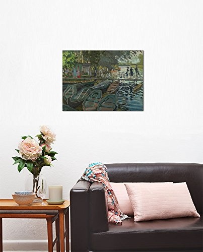 Keilrahmenbild Claude Monet Badende in La Grenouillère - 120x90cm quer - Alte Meister Berühmte Gemälde Leinwandbild Kunstdruck Bild auf Leinwand