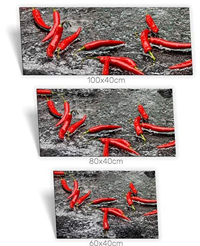 Medianlux Leinwand-Bild Keilrahmen-Bild Peperoni Chilischoten Gemüse-Pflanze Wasser Rot, 100 x 40cm (BxH)