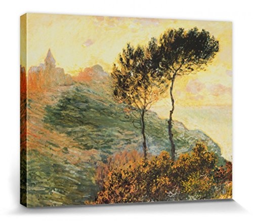 1art1 88318 Claude Monet - Die Kirche In Varengeville, 1882 Poster Leinwandbild Auf Keilrahmen 50 x 40 cm