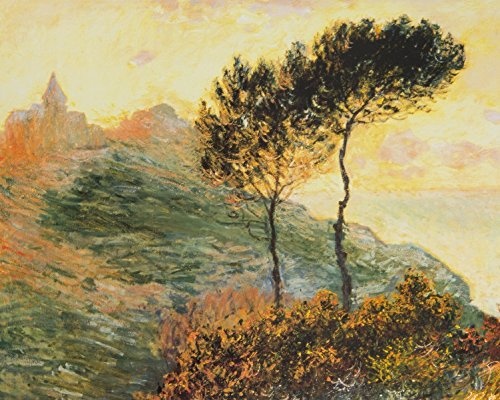 1art1 88318 Claude Monet - Die Kirche In Varengeville, 1882 Poster Leinwandbild Auf Keilrahmen 50 x 40 cm