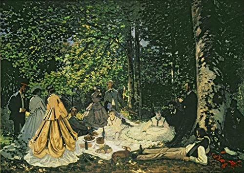 kunst für alle Leinwandbild: Claude Monet Le Dejeuner sur l Herbe 1866" - hochwertiger Druck, Leinwand auf Keilrahmen, Bild fertig zum Aufhängen, 100x70 cm