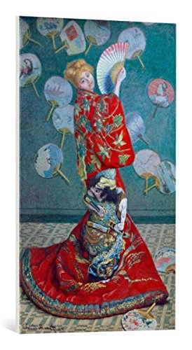 kunst für alle Leinwandbild: Claude Monet Madame Monet im Kimono - hochwertiger Druck, Leinwand auf Keilrahmen, Bild fertig zum Aufhängen, 55x90 cm