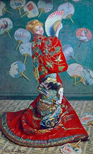 kunst für alle Leinwandbild: Claude Monet Madame Monet im Kimono - hochwertiger Druck, Leinwand auf Keilrahmen, Bild fertig zum Aufhängen, 55x90 cm