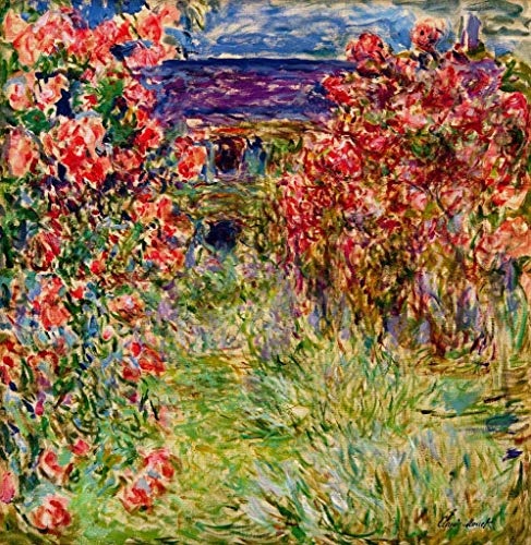 kunst für alle Leinwandbild: Claude Monet La Maison Dans Les Roses - hochwertiger Druck, Leinwand auf Keilrahmen, Bild fertig zum Aufhängen, 50x50 cm