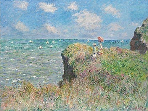 Keilrahmen-Bild - Claude Monet: Cliff Walk at Pourville 60 x 80 cm