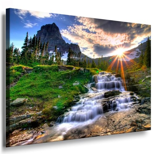 Bilder Kunstdrucke / Boikal / Leinwandbild, Bild mit Keilrahmen Wasserfall Wald, Landschaften / Natur 100x70 cm xxl.413