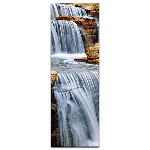 Keilrahmenbild - Wasserfall I - Bild auf Leinwand - 40 x 120 cm - Leinwandbilder - Bilder als Leinwanddruck - Landschaften - Bach - Kleiner Wasserlauf