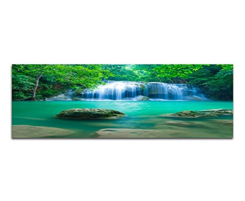 Augenblicke Wandbilder Keilrahmenbild Wandbild 150x50cm Thailand Nationalpark Wasserfall Wald Natur