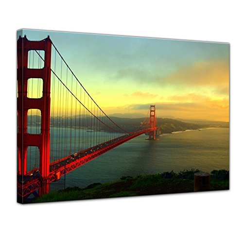 Keilrahmenbild - Golden Gate Bridge - San Francisco II - Bild auf Leinwand - 120 x 90 cm - Leinwandbilder - Bilder als Leinwanddruck - Städte & Kulturen - Amerika - USA - Brücke in Kalifornien