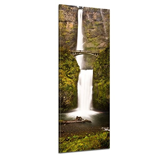 Keilrahmenbild - Multnomah Falls in Oregon - USA - Bild auf Leinwand - 40x120 cm - Leinwandbilder - Landschaften - Amerika - Natur - Wasserfall