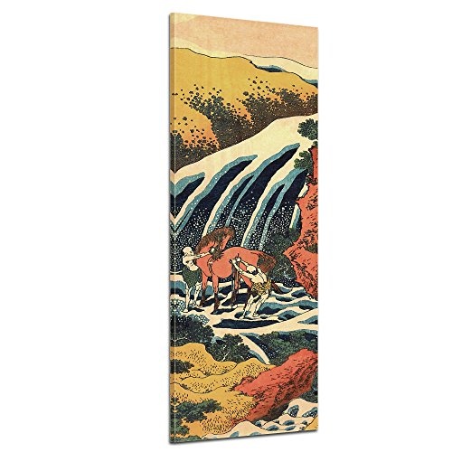 Keilrahmenbild Katsushika Hokusai Yoshitsune Umarai Wasserfall - 50x160cm hochkant - Alte Meister Berühmte Gemälde Leinwandbild Kunstdruck Bild auf Leinwand
