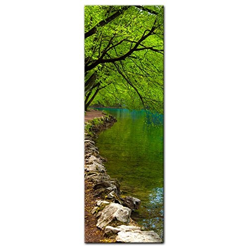Keilrahmenbild - Flussufer - Bild auf Leinwand - 40x120...
