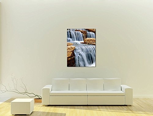 Keilrahmenbild - Wasserfall I - Bild auf Leinwand - 90 x 120 cm 1 teilig - Leinwandbilder - Bilder als Leinwanddruck - Landschaften - Bach - Kleiner Wasserlauf