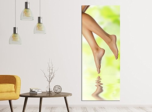 Leinwandbilder 1Tlg 40x100cm Wellness Spa gesund Beine Fuß Frau grün Blätter Leinwandbild Kunstdruck Wand Bilder Vlies Wandbild Leinwand Bild Druck 9ZA1049, Leinwandbild Gr. 1:40cmx100cm