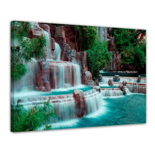 Keilrahmenbild - Wasserfall vor dem Wynn Hotel - Las Vegas - Bild auf Leinwand - 120x90 cm 1 teilig - Leinwandbilder - Bilder als Leinwanddruck - Landschaften - Amerika - USA - Kleiner Wasserlauf