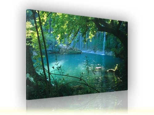 Keilrahmenbild Wasserfall - fertig gerahmt auf Keilrahmen, Qualitätsware Größe: 120 x 90cm