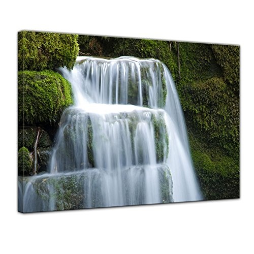 Keilrahmenbild - Wasserfall - Bild auf Leinwand 120 x 90...