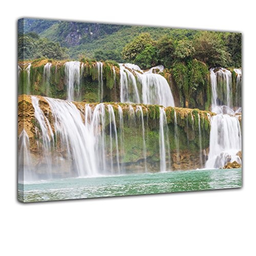Keilrahmenbild - Wasserfall in Vietnam - Bild auf Leinwand - 120x90 cm - Leinwandbilder - Landschaften - Asien - Ban Gioc Wasserfall - Kaskade