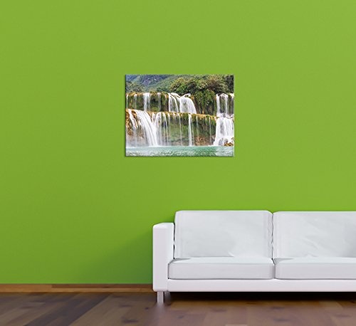 Keilrahmenbild - Wasserfall in Vietnam - Bild auf Leinwand - 120x90 cm - Leinwandbilder - Landschaften - Asien - Ban Gioc Wasserfall - Kaskade