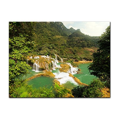 Keilrahmenbild - Wasserfall in Vietnam II - Bild auf Leinwand - 120x90 cm - Leinwandbilder - Landschaften - Asien - Ban Gioc Wasserfall - Kaskade