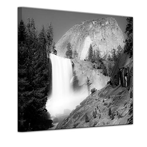 Keilrahmenbild - Wasserfall III - Bild auf Leinwand - 80 x 80 cm - Leinwandbilder - Bilder als Leinwanddruck - Landschaften - Bach - Kleiner Wasserlauf
