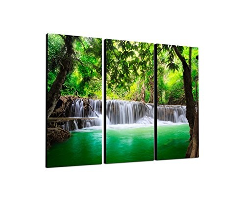130x90cm - Keilrahmenbild Wasserfall grünes Wasser...