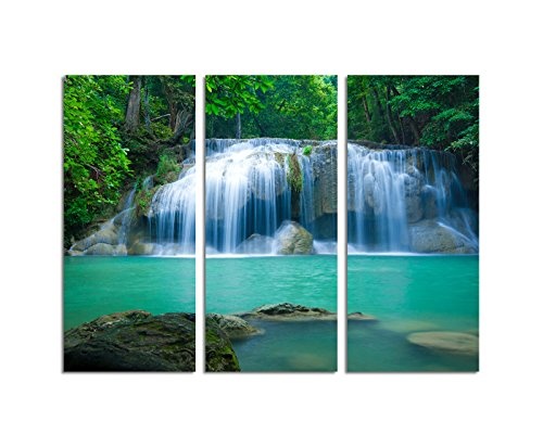 130x90cm - Keilrahmenbild Wasserfall Bäume Natur...