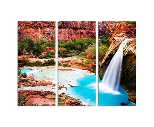 130x90cm - Keilrahmenbild Wasserfall Grand Canyon rote...