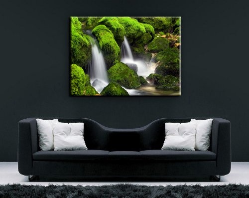 Bilder Kunstdrucke / Boikal / Leinwand Bild mit Keilrahmen Wald, Wasserfall 100x70 cm xxl.548