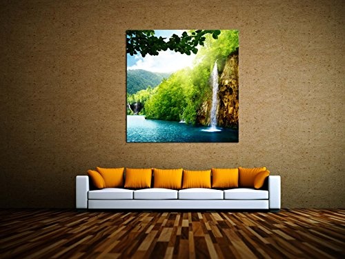 kunst-discounter Wasserfall Bilder Leinwandbilder Wandbilder Foto auf Leinwand A05551 Größe 30 x 30 cm