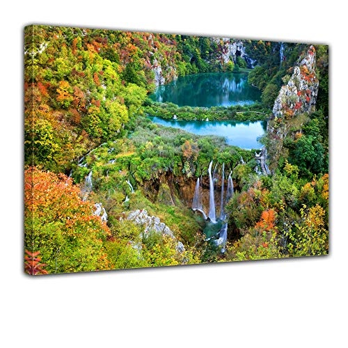 Keilrahmenbild - Plitvicer Seen II - Kroatien - Bild auf Leinwand - 120x90 cm - Leinwandbilder - Landschaften - Nationalpark - Wasserfall - UNESCO-Weltnaturerbe