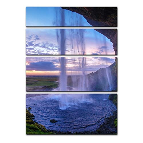 Keilrahmenbild Seljalandsfoss Wasserfall Island - 120 x 180 cm Bild auf Leinwand - LeinKeilrahmenbilder Urlaub, Sonne & Meer Sehenswürdigkeit - Wasser