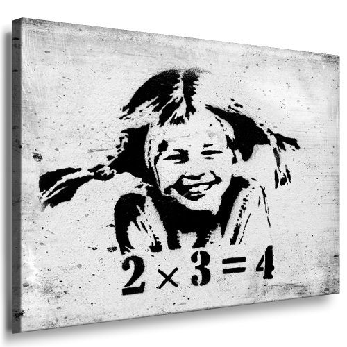 Fotoleinwand24 - Banksy Graffiti Art / AA0117 / Bild auf Keilrahmen / Schwarz-Weiß / 70x50 cm