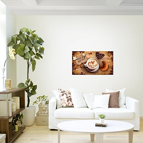 Bilder Kaffee Coffee Wandbild 70 x 40 cm Vlies - Leinwand Bild XXL Format Wandbilder Wohnzimmer Wohnung Deko Kunstdrucke Braun 1 Teilig - Made IN Germany - Fertig zum Aufhängen 501214a