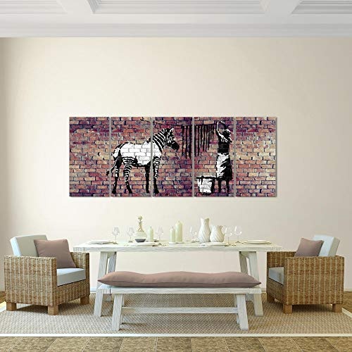 Bilder Banksy Washing Zebra Wandbild 200 x 80 cm Vlies -...