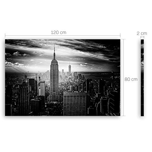 ge Bildet® hochwertiges Leinwandbild XXL - Empire State Building in New York - Schwarz Weiß - 120 x 80 cm einteilig | Wanddeko Wandbild Wandbilder Bild auf Leinwand | 2283II D