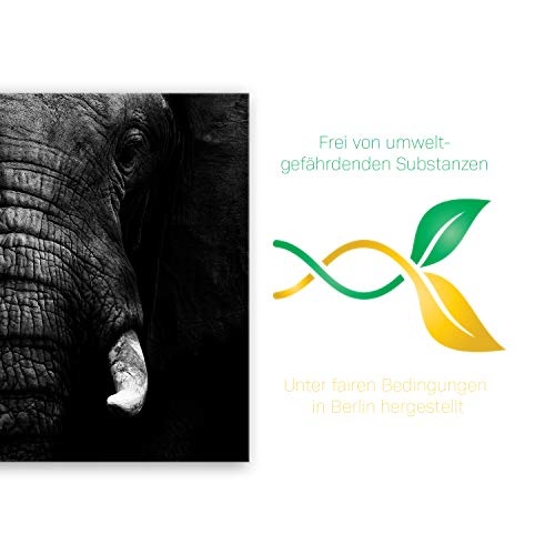 ge Bildet® hochwertiges Leinwandbild - Elefant - schwarz weiß - 100 x 70 cm einteilig 1086