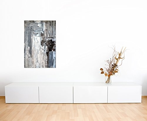 Paul Sinus Art 120x80cm - WANDBILD Kunst Abstrakt Malerei Braun/Grau - Leinwandbild auf Keilrahmen Modern Stilvoll - Bilder und Dekoration