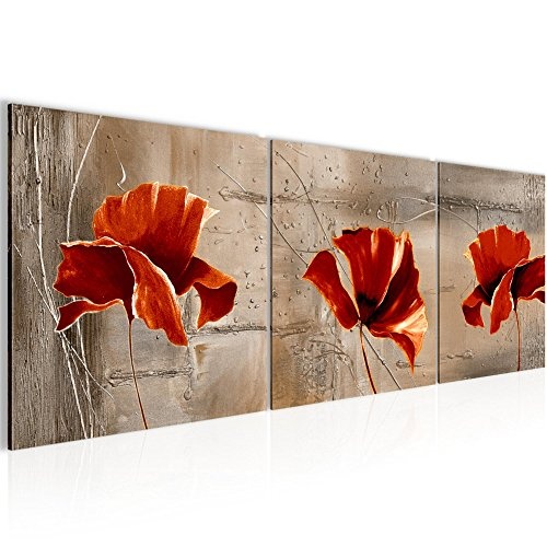 Wandbild Blumen Mohnblume Bilder 120 x 40 cm Vlies -...